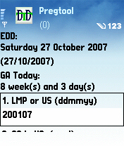 Pregtool obstetric pregnancy calculator screenshot