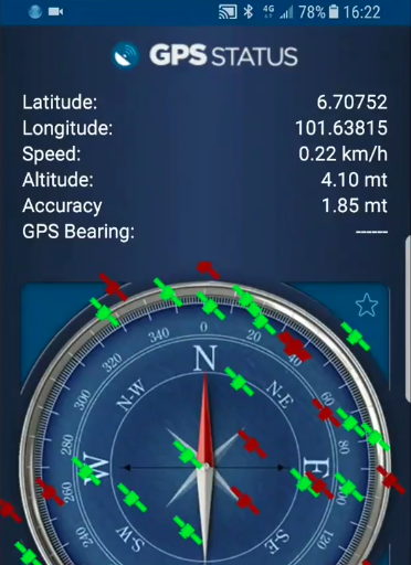 Samsung S8 using EcoDroidGPS GPS Accuracy in a rainy day