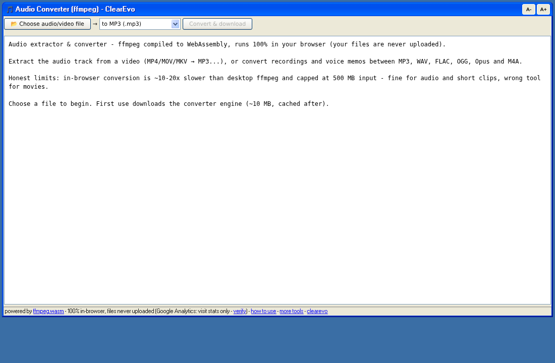 Audio extractor and converter online screenshot