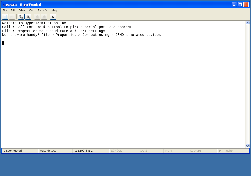 HyperTerminal online - web serial terminal screenshot